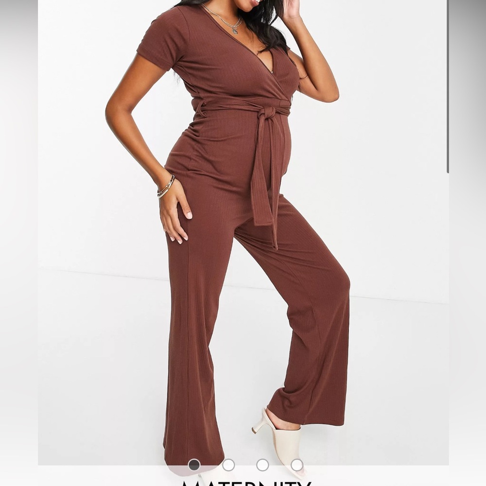 Brown maternity jumpsuit